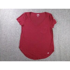 Hollister Top Women Medium Burgundy Base Layer Flowy Causal Everyday Basic Day